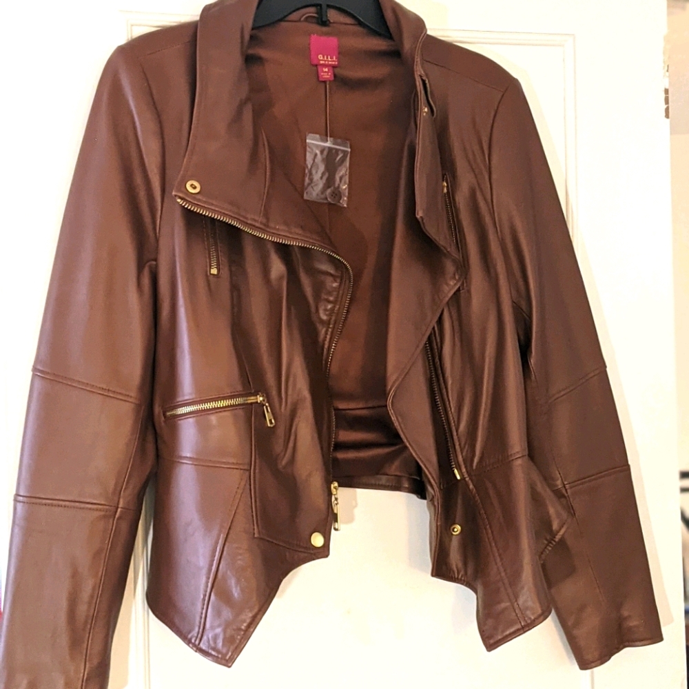 G.I.L.I brown leather jacket New Without tags